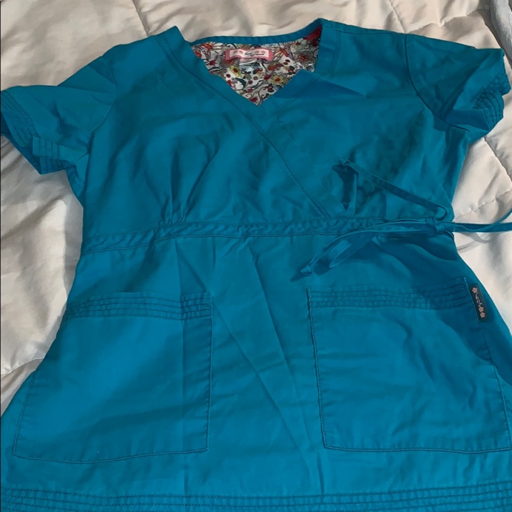 Koi medium teal scrub top